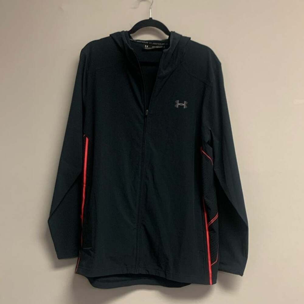 Under Armour Mens 2XL Storm Vortex Full Zip Hoodie Water Resistant, Black/Red